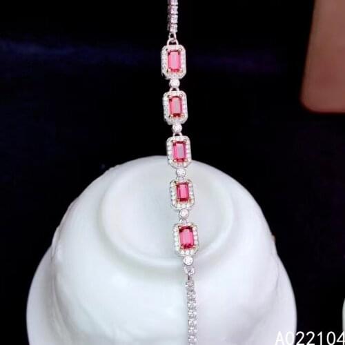 KJJEAXCMY fine jewelry 925 sterling silver inlaid Natural garnet women fresh popular square OL style gem hand bracelet support d