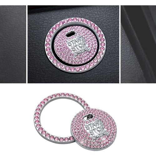 Car Engine Start Button Crystal Diamond Sticker Replace Cover Ignition Stop Switch Car Styling Interior Decoration Accessories