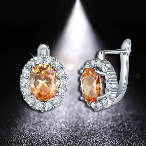 Round Small Clip Stud Earrings for Women Zircon Stone Cute Female Top Quality Cubic Zirconia Wedding Party Gift Jewelry Earring