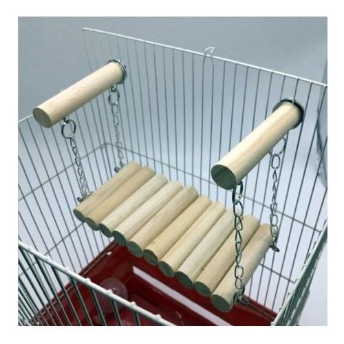 LHXMAS Parrot Chew Toys Bird Toy Wood Color Station Bar Station Rod Swing Double-Layer Stairs