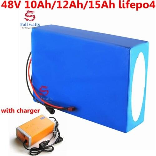 Lifepo4 48V 15Ah Lithium 48V 12Ah battery 48v 10ah lithium lifepo4 for 500W 1200W citycoco scooter bicycle bike + 2A charger