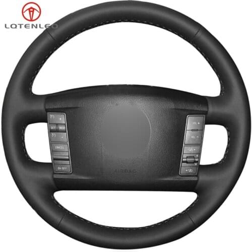 LQTENLEO Black Artificial Leather DIY Car Steering Wheel Cover For Volkswagen VW Phaeton 2004-2010 Touareg 2003-2010