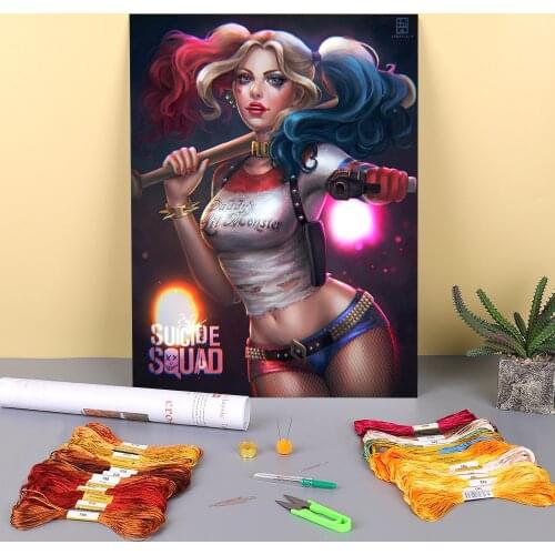 Cartoon Girl Woman Printed Fabric 11CT Cross-Stitch Set DIY Embroidery DMC Threads Needlework Painting Handicraft Different