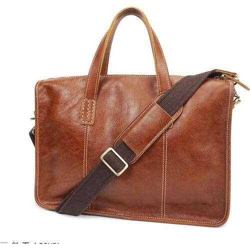 Mens Bag Leather Handbag Mens Business Briefcase Leather Casual Vintage Crossbody Bag Mens Handbag