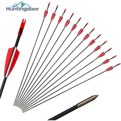 6/12/24PCS Fiberglass Arrows Spine 750 Length 31'' Diameter 6mm Hard Steel Arrowheads for Achery Compound Bow Shooting Game