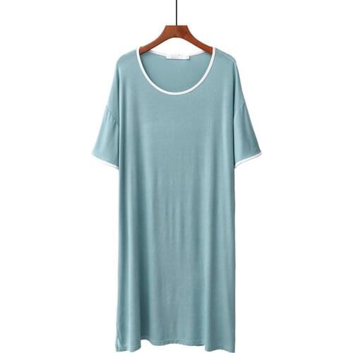 Loose Modal Nightdress Women Short Sleeve Summer Nightgowns O Neck Loungewear Nightshirt Female Sleepshirt Casual Dress