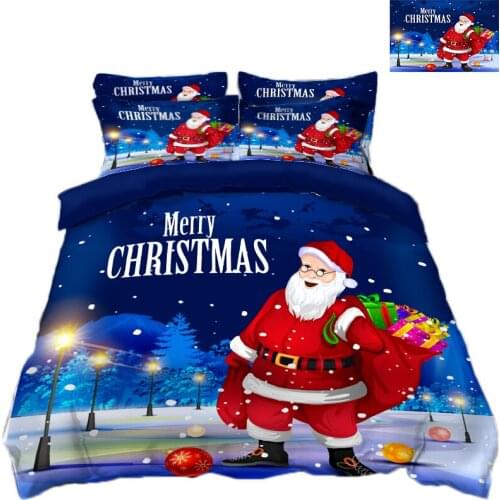 New Product 3D Bedding Set Microfiber Bedclothes flowers Bed Linens Duvet Cover Set Bed Sheet Santa Claus gift decorate