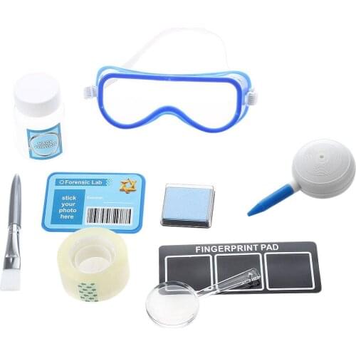 Fingerprint Set Detective experiments toy with stamp pads Magnifier Brush