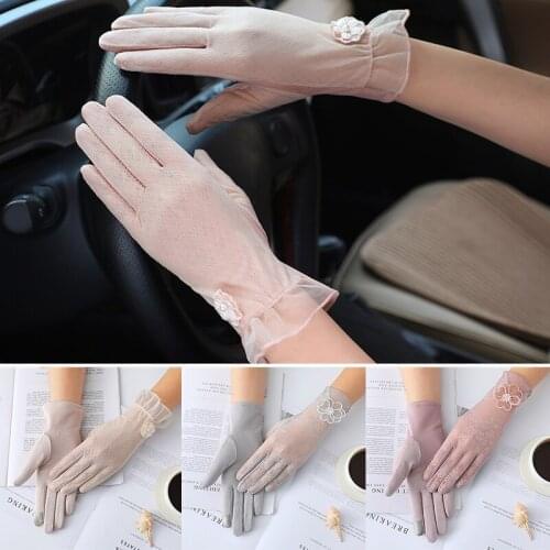 New Sunscreen Lace Mesh Gloves Women Summer Spring Women Touch Screen Anti UV Slip Resistant Driving Gloves Breathable Guantes