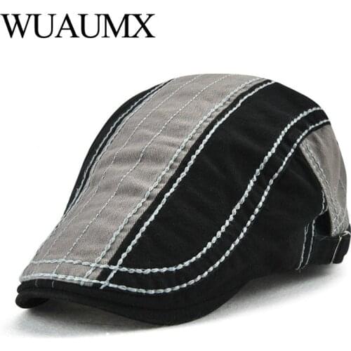 Wuaumx Simple Beret Hat For Men Women Flat Cap Summer Cotton Peaked Hat Newsboy Style Visors Beret Cap Casquette Boina Masculina