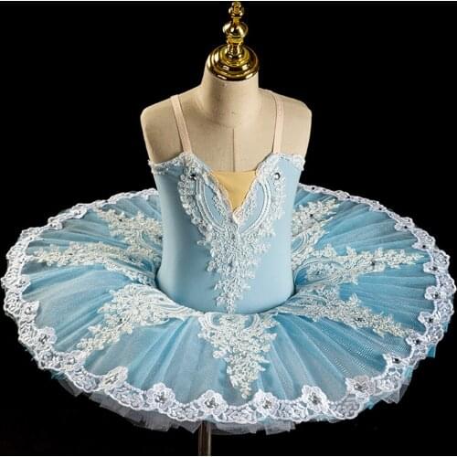 Sky Blue Professional Ballet Tutu For Girls Child Adults Women Lace Pancake Tutu Swan Dance Costumes Kids Tutu Ballerina Dress