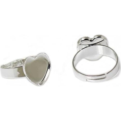 Blank Ring Settings with Heart Bezel Cameo Cabochon Bases Ring Findings DIY Jewelry Making Multi-color Plated 10mm 12mm