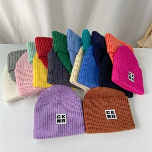 Colorful Autumn Winter Hats For Women Letter Patch Cool Knitted Hats Casual Warm Girls & Boys Beanies Caps 2021 Trendy Hipster