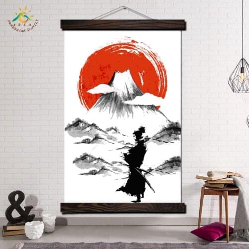 Samurai Japan Warrior Modern Wall Art Print Art Posters and Prints Scroll Canvas Painting Pictures for Living Room