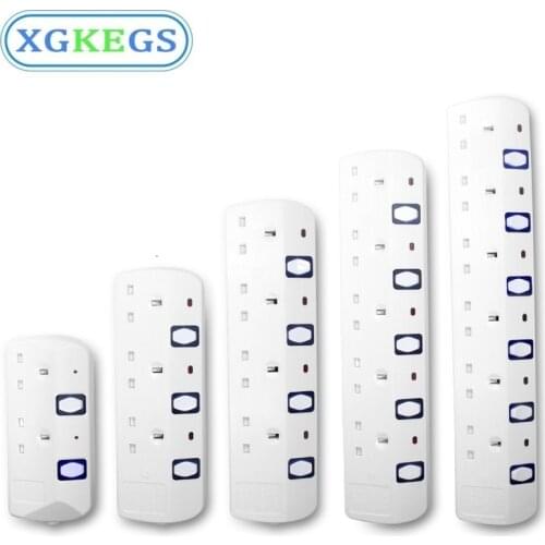 UK Plug Power Strip 2 3 4 5 6 Way Outlets Electric Wireable Extension Cord With Individually Switch Network filter 13A 250V
