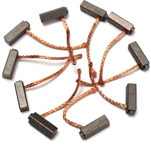 10pcs/Set 5mm x 6mm x 14mm Carbon Brushes Wire Leads Generator Motor Brush For Generic Electric Motor Replacement