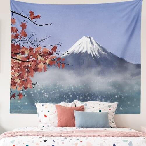 Modern Illustration Tapestry Living Room Decor Wall Hanging Flower Painting Wall Carpet Custom Home Cloth Fuji Mountain Tapestry