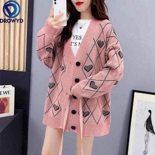 Fashion Loose Retro Sweater 2021 Autumn and Winter Japanese Style Lazy Style Thick Knitted Single-breasted Cardigan Jacket Top