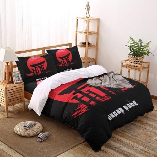 Japanese Architecture Silhouette Bedding Set Home Textile Bed Set Adult Bedding Duvet Cover Flat Sheet Pillowcases Quilt Cover