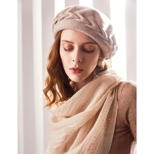 H768 Women Beret Hat Korean Warm High Quality Fashion Casual Shopping Knitted Cap Female Solid Color Thick Simple Vintage Hats