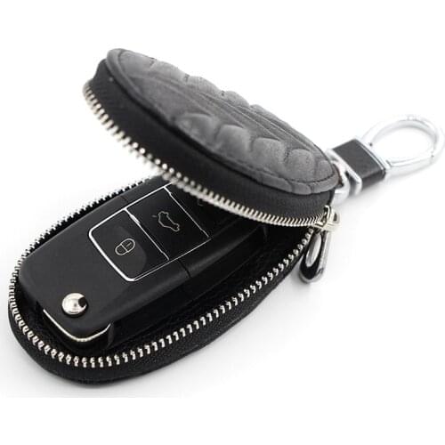 1pcs Fashion Pu Leather Multifunctional Oval Men Women Car Key Case Wallet Unisex Keychain Zipper Pu Car Key Bag Holders