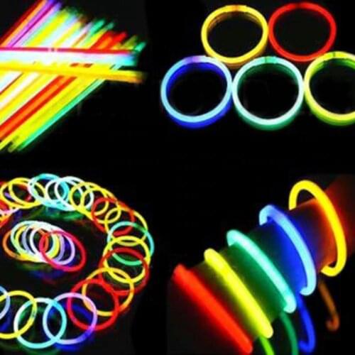 100Pcs Multi Color Ritium Glow Sticks Bracelet Necklace Neon Party Lights for Kids Child Favors Flashing Toy Wedding Decoration