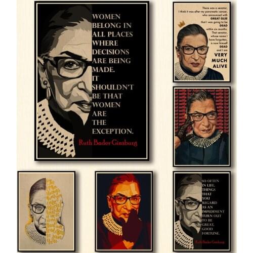 32 Designs Ruth Bader Ginsburg Kraftpaper Poster Artwork Fancy Wall Sticker for Coffee House Bar A3