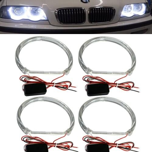 4PCS LED Crystal Light Guide Angel Eyes Semicircle Halo Car Daytime Running Light Suitable 12V 3535CREES for BMW E36 E46