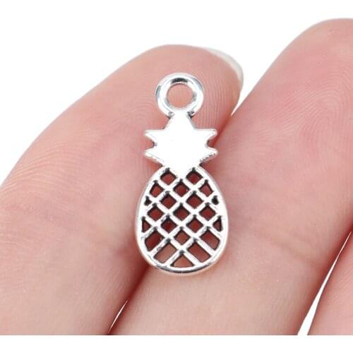 50 x Tibetan Silver Pineapple Fruit Charms Pendants Beads 2 Sided for DIY Necklace Bracelet Jewelry Making Accessories 21x9mm