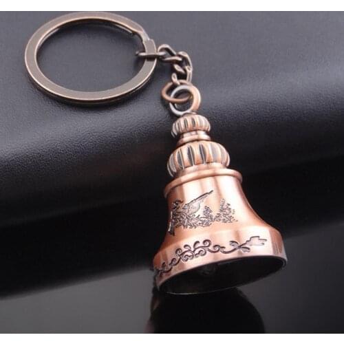 9.8cm x 2.9cm Antique Dragon Phoenix Bell Pendant Keychain Key Holder Ring Bag Ornaments Gift Key Chain Holder Car Keyrings