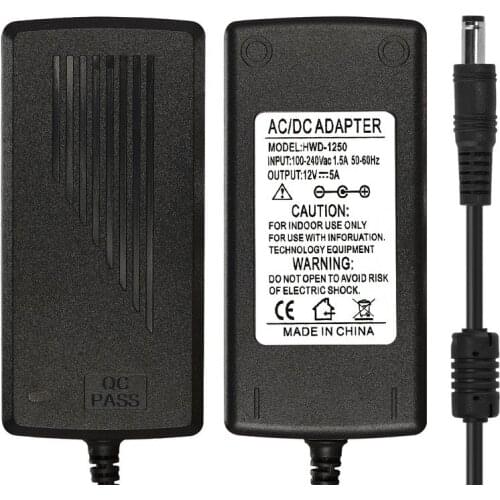 AC100-240V to DC 12V 5A Power Adapter Supply 12V 5A AC Adapter For 5050 WS2811 LED Bar Rigid Strip Light Modules Display