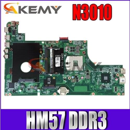 Akemy For DELL inspiron N3010 Laptop Motherboard HM57 DDR3 free core i3 CPU CN-0Y5C30 0Y5C30 Y5C30 DA0UM7MB6E0