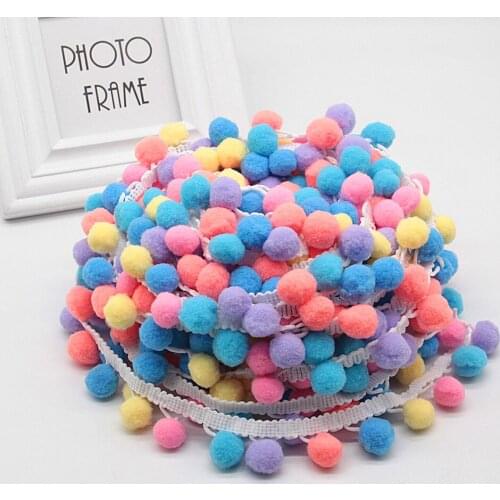 Pompom Lace Ribbon Sewing Accessories 5Yards Pom Pom Tassel Pompoms Trim Ball Fringe Embroidery DIY Apparel Fabric
