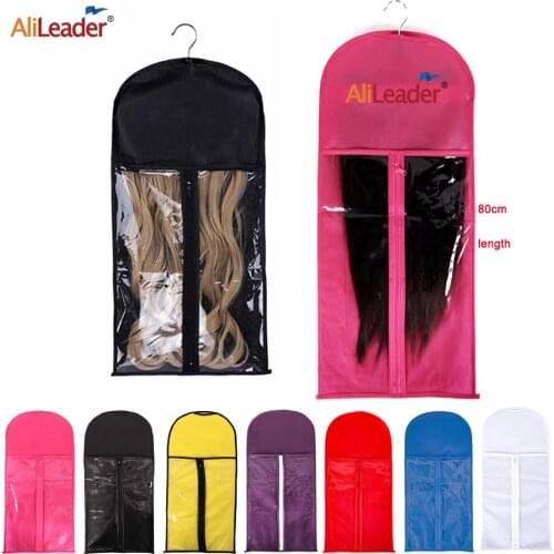 Alileader Black Wig Storage Bags Custom Wig Storage Bag With Hanger Hair Extensions Packaging Storage Bags For Multiple Wigs