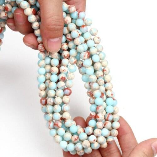 Round 4/6/8/10mm Snakeskin Blue Loose Beads for DIY Craft Bracelet Necklace Jewelry Making