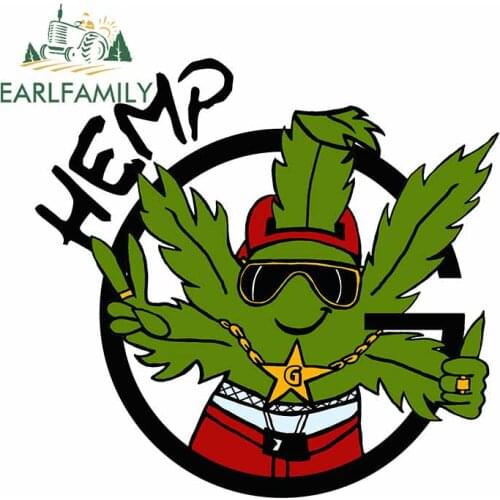 EARLFAMILY 13cm x 12.2cm for Hamp Green Grass Cool Character Vinyl Car Wrap Cartoon Windows Car Stickers Personality VAN Decal