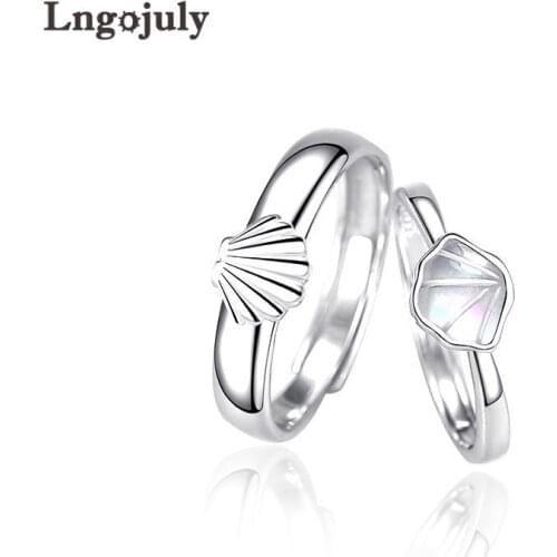 Fine Jewelry Couple Ring %100 Pure 925 Sterling Silver Shell Ring For Lovers Wedding Party Silver 925 Jewelry Gifts Wholesale