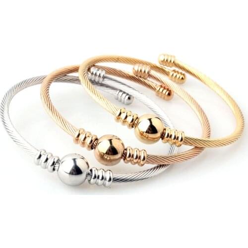 3PCS Set Stainless Steel Wire Bangles Stainless Steel Line Cute Adjustable Bangles & Bracelets for Women Jewelry Rock Gift