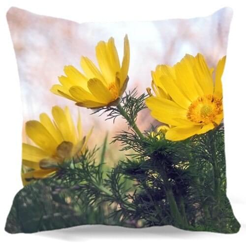 Yellow Peony flowers Square 2017 Cotton polyester Waist Pillow Case Cushion covers for Home car sofa hotel Fashion 9 style
