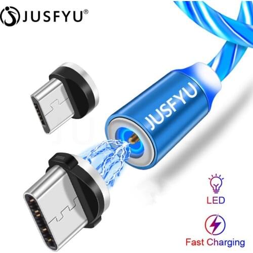 LED Streamer Magnetic Charger Cable Micro USB Type C Mobile Phone Fast Charging Wire For iPhone 12 Pro Max Xiaomi 11 Huawei P40