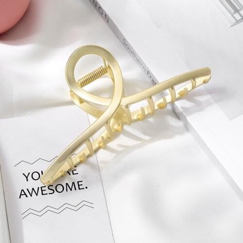 Matte gold retro alloy clip large Korean simple metal shark clip new hair scratching back head hair accessories