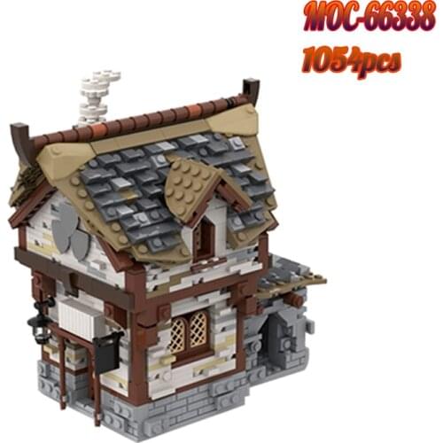 MOC Happy Leisure Place Medieval Tavern Architecture Famous Building Blocks Street Bars, Pubs and Shops Bricks Model Toys Gifts