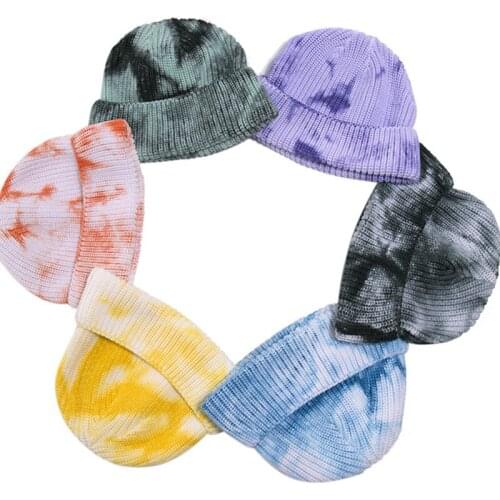 2020 Wool Hat Male Personality Tie-dye Craft Autumn And Winter Knitted Hat Hip Hop Street Hat
