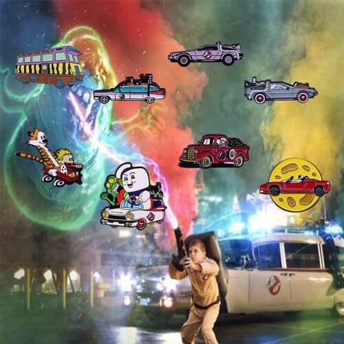 Ghostbuster Back to The future Series Brooch Set The car time machine Ghost Enamel Pin Accessory