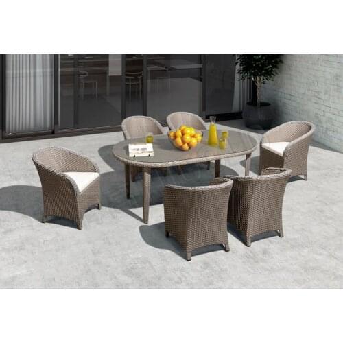 7 Pieces Modern Dining Table Sets Oval garden wicker patio furniture sets