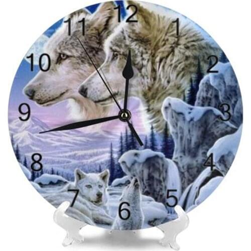 Wolf 10nch Wall Decor Clocks Numeral Digital Dial Mute No Ticking Sound Battery Operated Kitchen Clocks for Living Room Bedroom