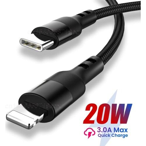 PD 20W Quick Charge USB C Charger Cable For 12 Mini 11 Pro Max XS X 8 7 Plus Fast charging USB Type C Data Cable
