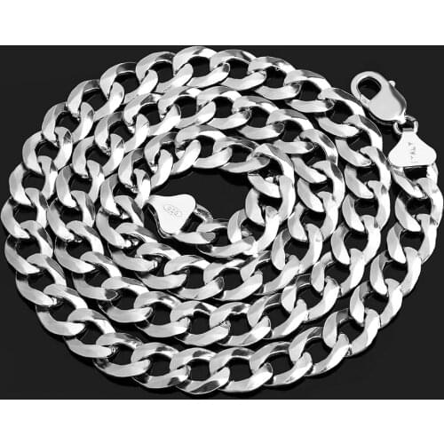 Customize 100% Real 925 Sterling Silver Chain necklace 8MM Silver Figaro Chain necklace men Cuban Jewelry Free Shipping Daifuni