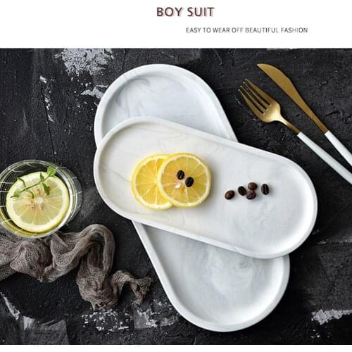 Saucer Tea Tray Dessert Dinner Plate Tableware Set Luxury White Ceramics Pan Plate Storage Tray Plate Oval Marble Fruit Dishes