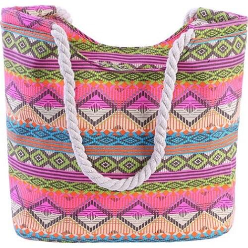 2020 Casual Summer Beach Women Bag Lunch bag Hot Sale Fashion High Quality Canvas Striped Handbags Shoulder Bag